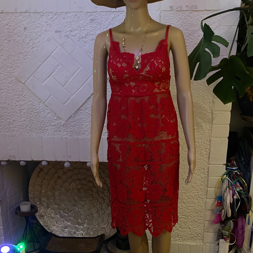 For Love And Lemons Red Lace Dress